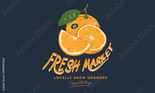 Orange art. Summer food poster design. Orange fruit set. Fresh lemon fruit print. Nature fruit club print design. Organic food artwork for for t-shirt. Fruit vintage t-shirt design.