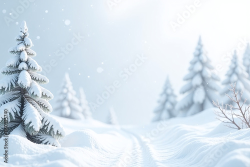white background snowy elements text space winter scene generated digitally artificial