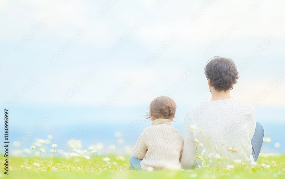 Parent-child bonding surrounded by the sea and nature. Parent-child bonding surrounded by the sea and nature.