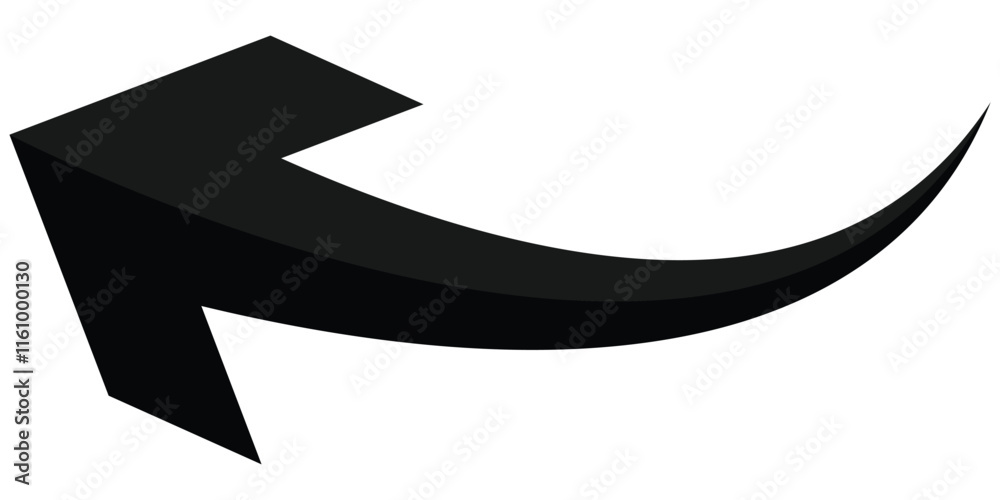 Curved arrow pointing, vector curved arrow on white background Curved arrow pointing, vector curved arrow on white background