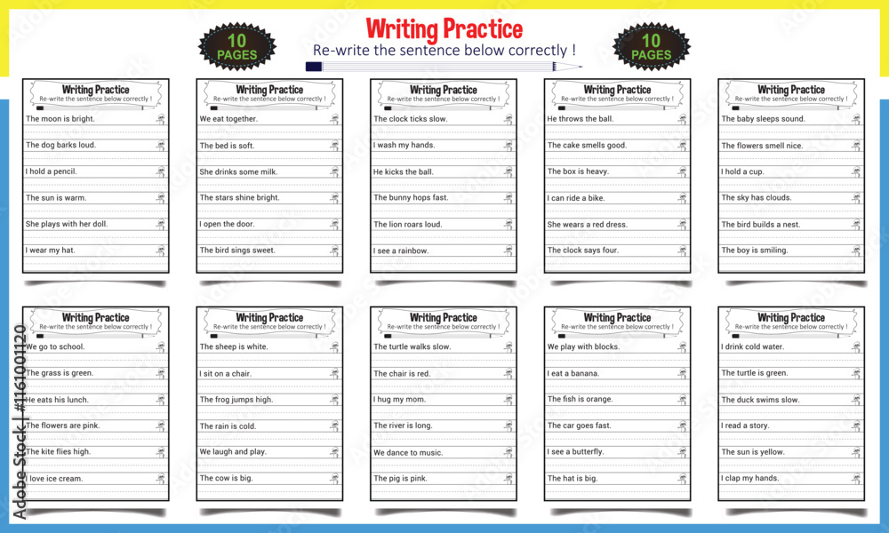 Фотография Sentence practice worksheet for child