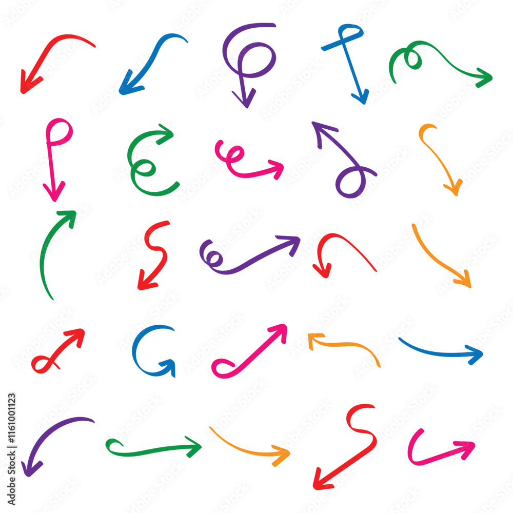 Hand drawn arrow set vector illustration Hand drawn arrow set vector illustration