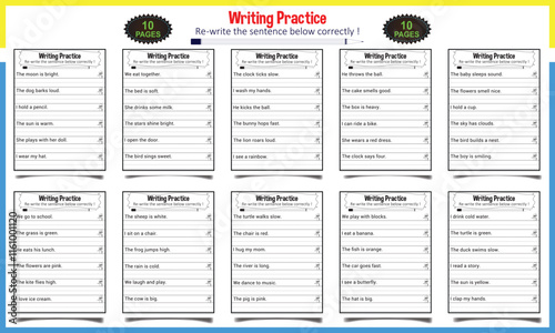 Sentence practice worksheet for child