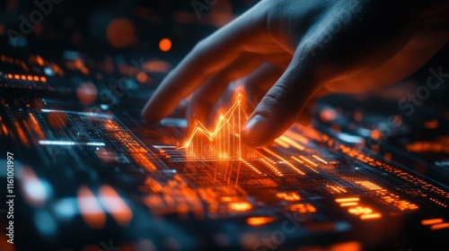 Digital analytics action virtual workspace data visualization futuristic environment close-up viewpoint technology insights