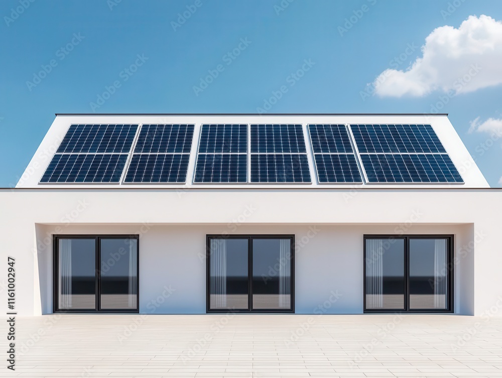 Office powered by adaptive, selfcleaning solar panels, representing innovation in sustainable workspaces Office powered by adaptive, selfcleaning solar panels, representing innovation in sustainable workspaces