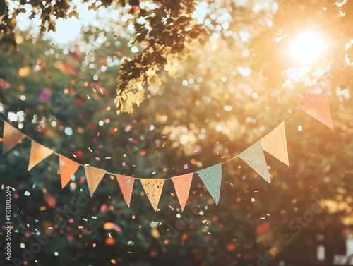 Bunte Wimpel: Festliche Atmosphäre unter strahlendem Sonnenlicht


