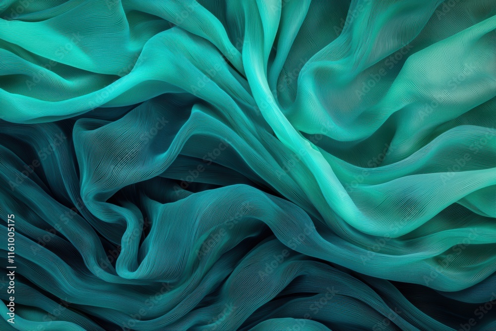 Fototapeta premium Elegant Teal Chiffon Fabric Texture with Soft Flowing Layers