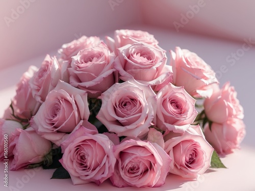 Beautiful Roses Clustered on Pink Surface