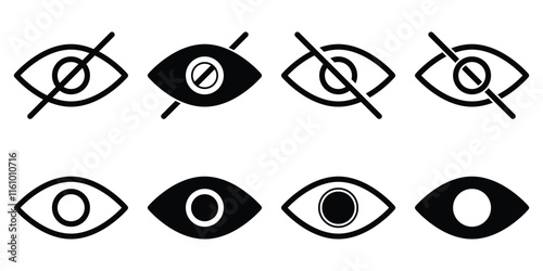 Hide icon vector. Eye crossed icon set. Password hiding icons vector illustration. EPS 10.