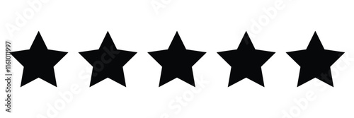 Five star rating icon, customer review, customers rate the product with five stars