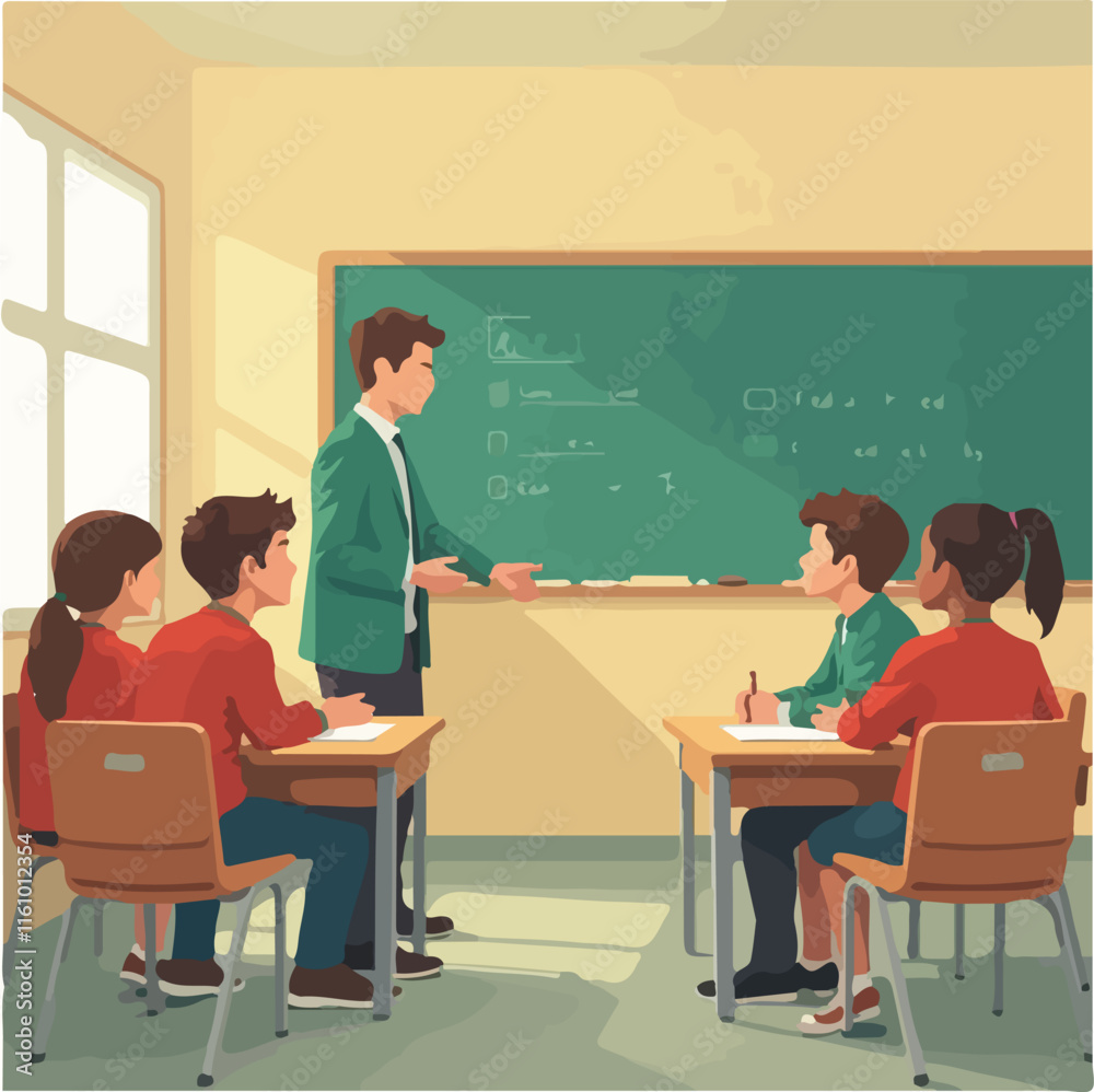 Classroom vector design, Students in classroom vector design Classroom vector design, Students in classroom vector design