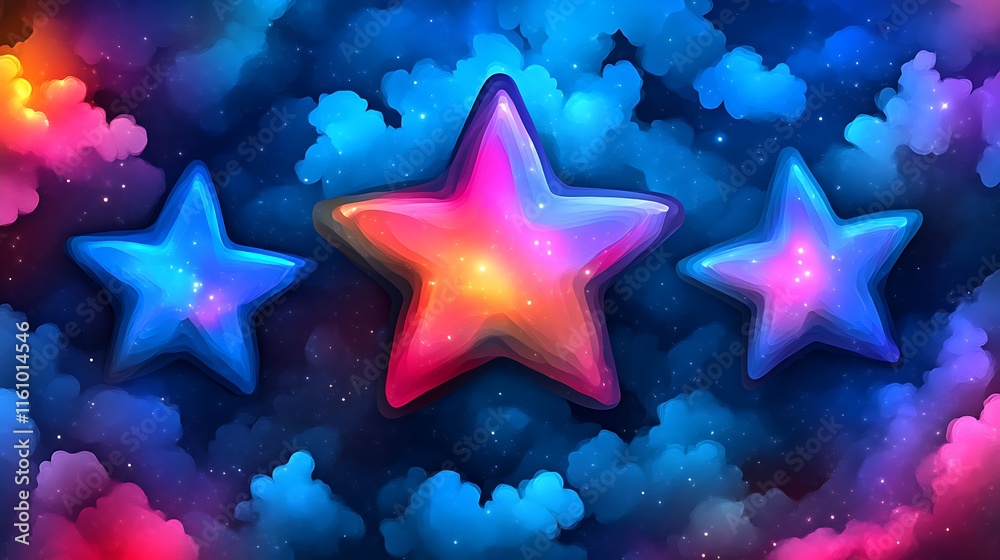 Obraz premium Three Dimensional Stars Shine Brightly In A Cosmic Nebula