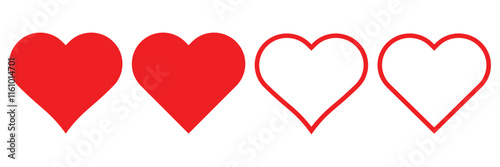 Heart vector icons. Set of love symbols. Set of heart vector icons isolated on white background. Vector illustration.