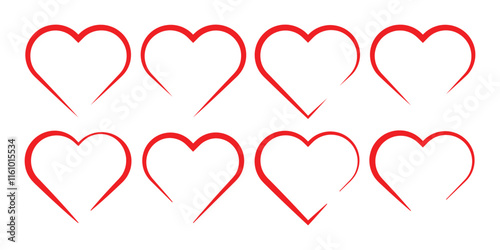 Collection of love heart symbol icons. Love illustration set with outline vector illustration, eps 10