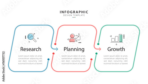 Business infographic template. 3 Step timeline journey. Process diagram, 3 options on white background, social media post, Infograph elements vector illustration.