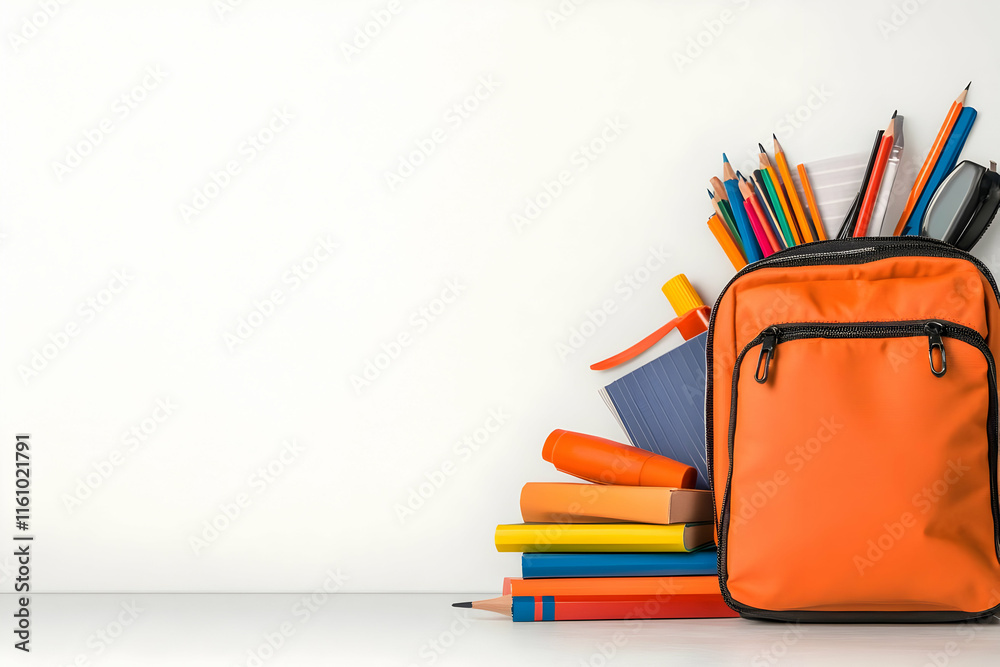 Fototapeta premium Backpack with School Supplies Illustration