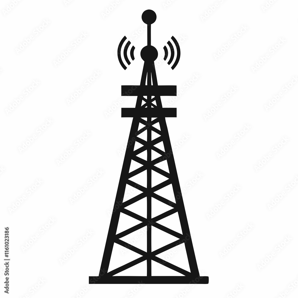 Cellular Tower Silhouette Vector Art Cellular Tower Silhouette Vector Art