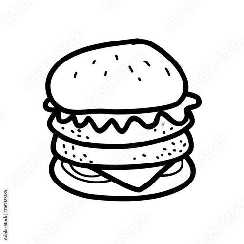 hand drawn illustration of a hamburger