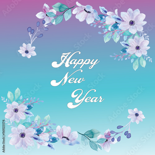 Happy new year 2025 banner beautiful  background with flower