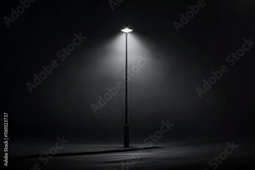 Isolated street lamp in black and white emphasizing solitude and illumination photo