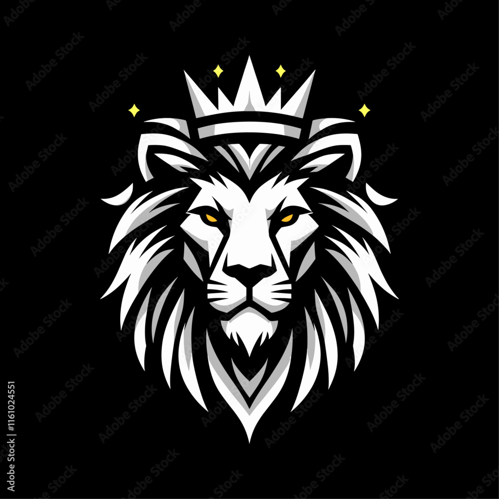 Obraz premium lion head logo black and white luxury