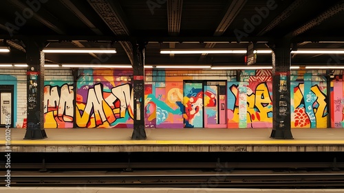 Vibrant Subway Station Murals: A Colorful Urban Art Display