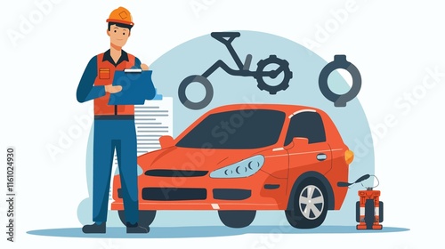 Professional Service Repair Clipboard Vector Illustration for Maintenance and Repair Tasks