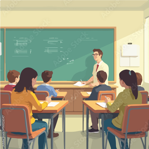 Students in University classroom vector design, Students in university illustration vector design