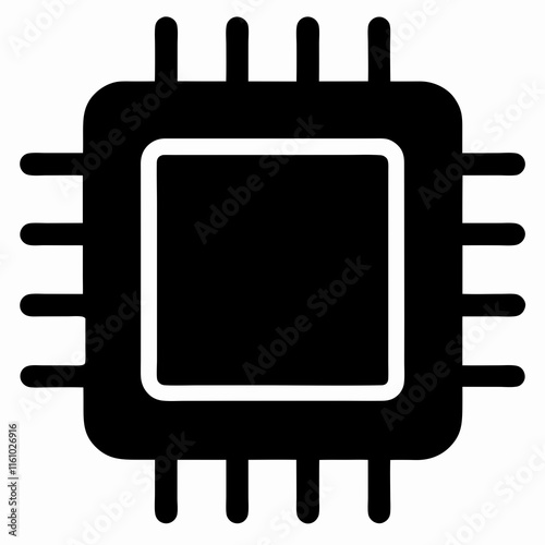 CPU Black Silhouette Vector