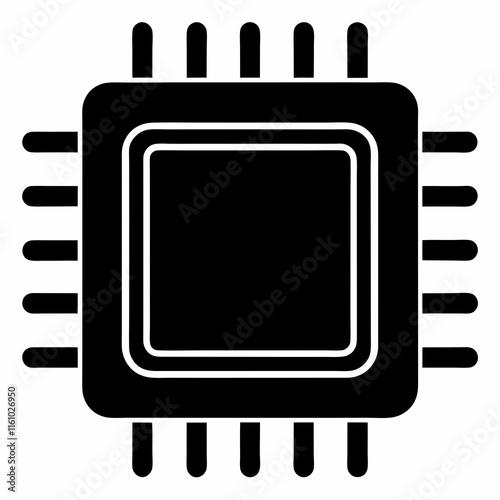 CPU Black Silhouette Vector