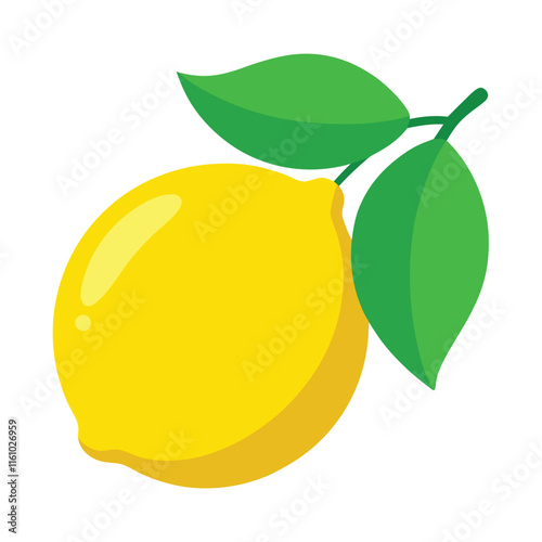 Fresh Lemon with Green Leaves Illustration Design