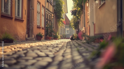 Cobblestone alleyway in a historic European town