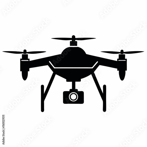 Drone Node Silhouette Vector Art