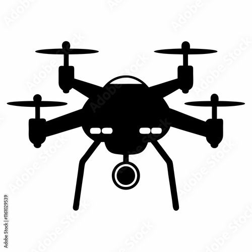 Drone Node Silhouette Vector Art