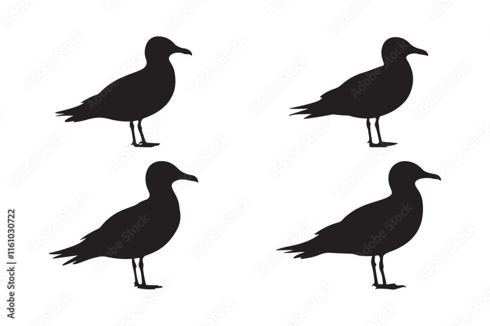 Fototapeta premium Four Seagull Silhouette Vector Illustration