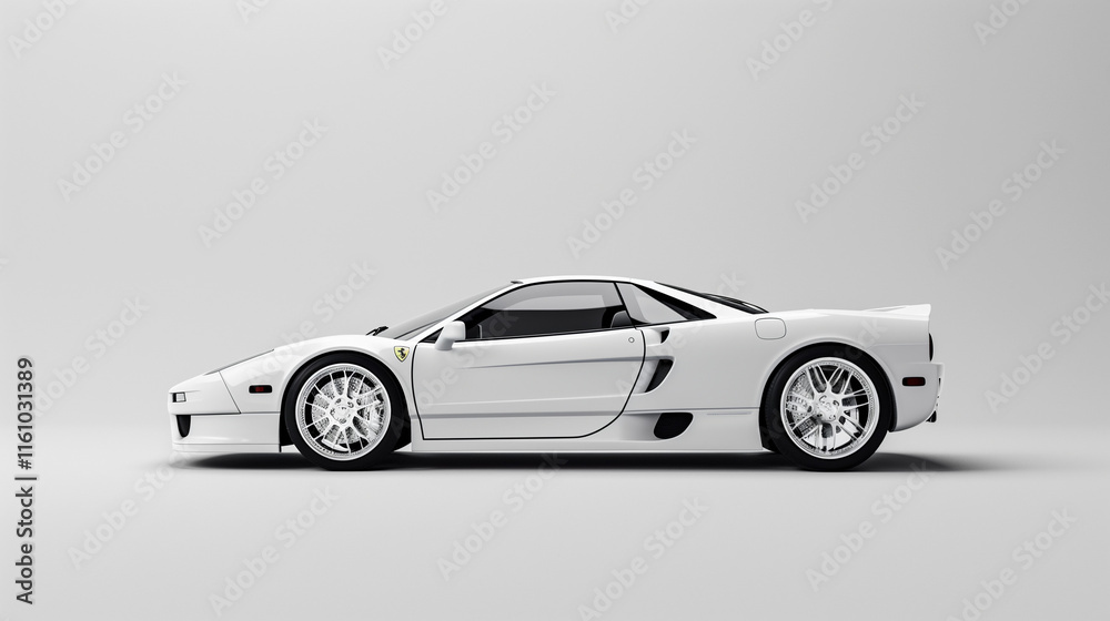 Fototapeta premium White Exotic Sports Car with Sleek Design on Minimalistic Background
