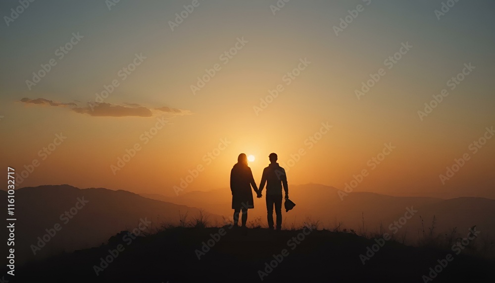custom made wallpaper toronto digitalSilhouette of couple holding hands at sunset, romantic moment filled with love and connection