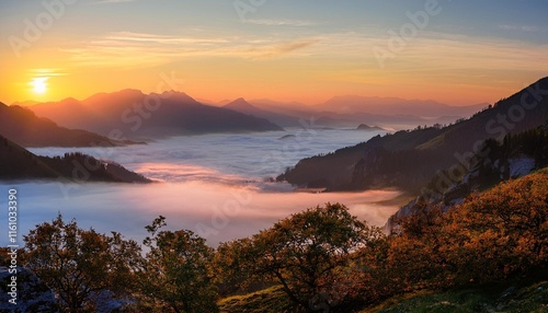 sunset over the mountains