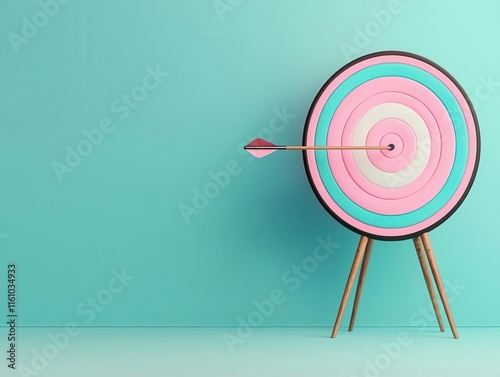 A vibrant and futuristic target board with neon pink and blue rings