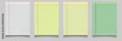 Realistic rule paper page of notebook. School sheet with lines and grid. Notepad for mathematics and letter and blank notepaper isolated on gray background eps10 art design lines, grid page notebook.