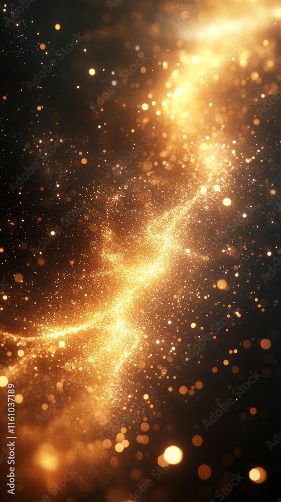 Golden Stardust Trail Abstract Glittering Background Golden Stardust Trail Abstract Glittering Background