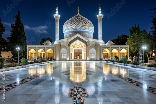 Majestic nighttime view of persian architecture at the sheikh lotfollah mosque isfahan photo