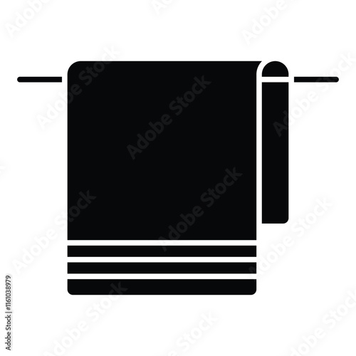 Towel hanger icon. Vector graphics. Vector towel icon. Towel symbol and hanger symbol.