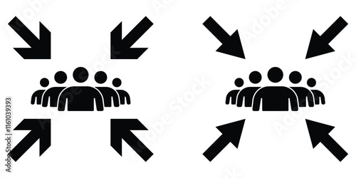 Meeting point. Meeting point icon. Emergency evacuation assembly point. Assembly point sign, symbol icon
