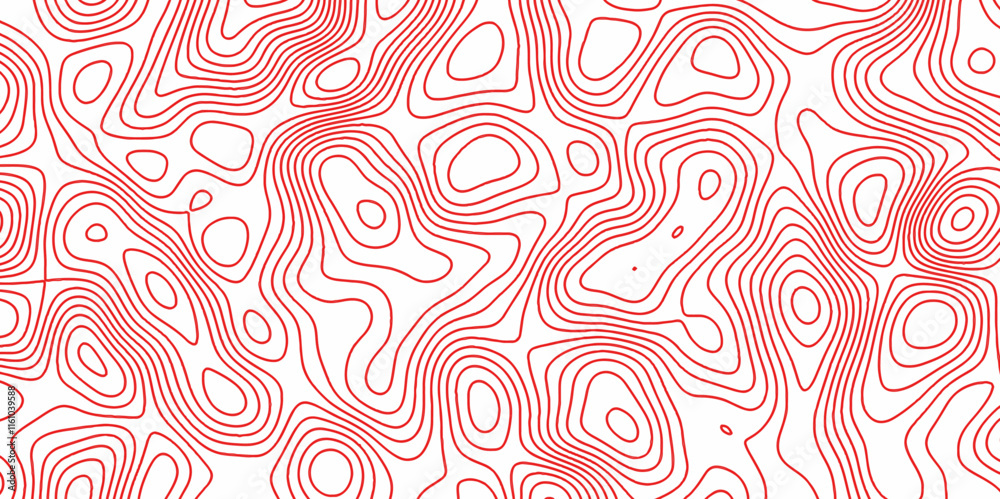 Red topography topology vector white background fresh contour map texture. white seamless pattern Abstract background with a wave Topography and geography map grid abstract backdrop. Red topography topology vector white background fresh contour map texture. white seamless pattern Abstract background with a wave Topography and geography map grid abstract backdrop.