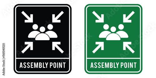Assembly point. Gathering location. Emergency evacuation assembly icon, vector illustration.