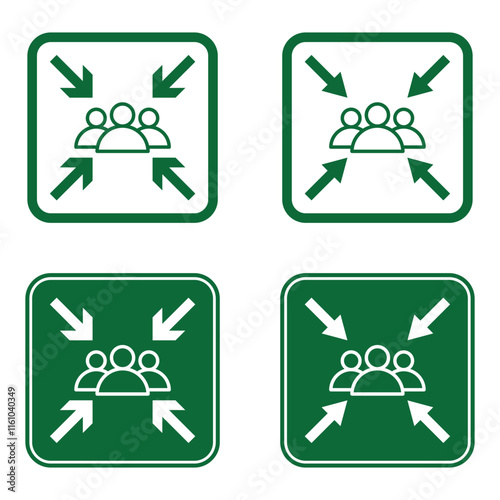 Assembly point. Gathering location. Emergency evacuation assembly icon, vector illustration.