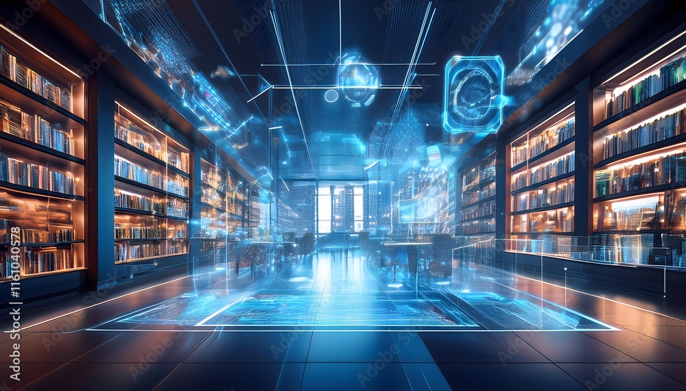 custom made wallpaper toronto digitalFuturistic Library Digital Overlay Knowledge Technology Innovation