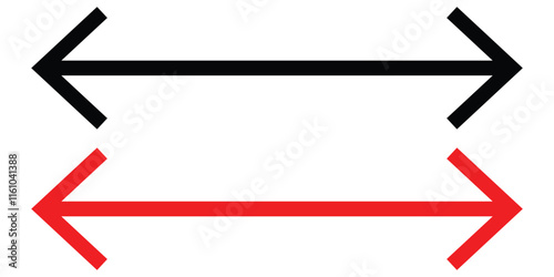 Dual sided arrow vector, silhouette design. Long double ended arrow vector design for website, app and logo design. Vector illustration of duel side arrow on white background.