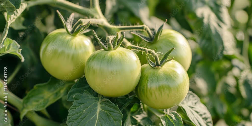 Fresh, green organic tomatoes are abundant on the bush, ready for picking in the greenhouse. These organic tomatoes showcase an old variety known for its unique qualities, Blue Osu. Fresh, green organic tomatoes are abundant on the bush, ready for picking in the greenhouse. These organic tomatoes showcase an old variety known for its unique qualities, Blue Osu.